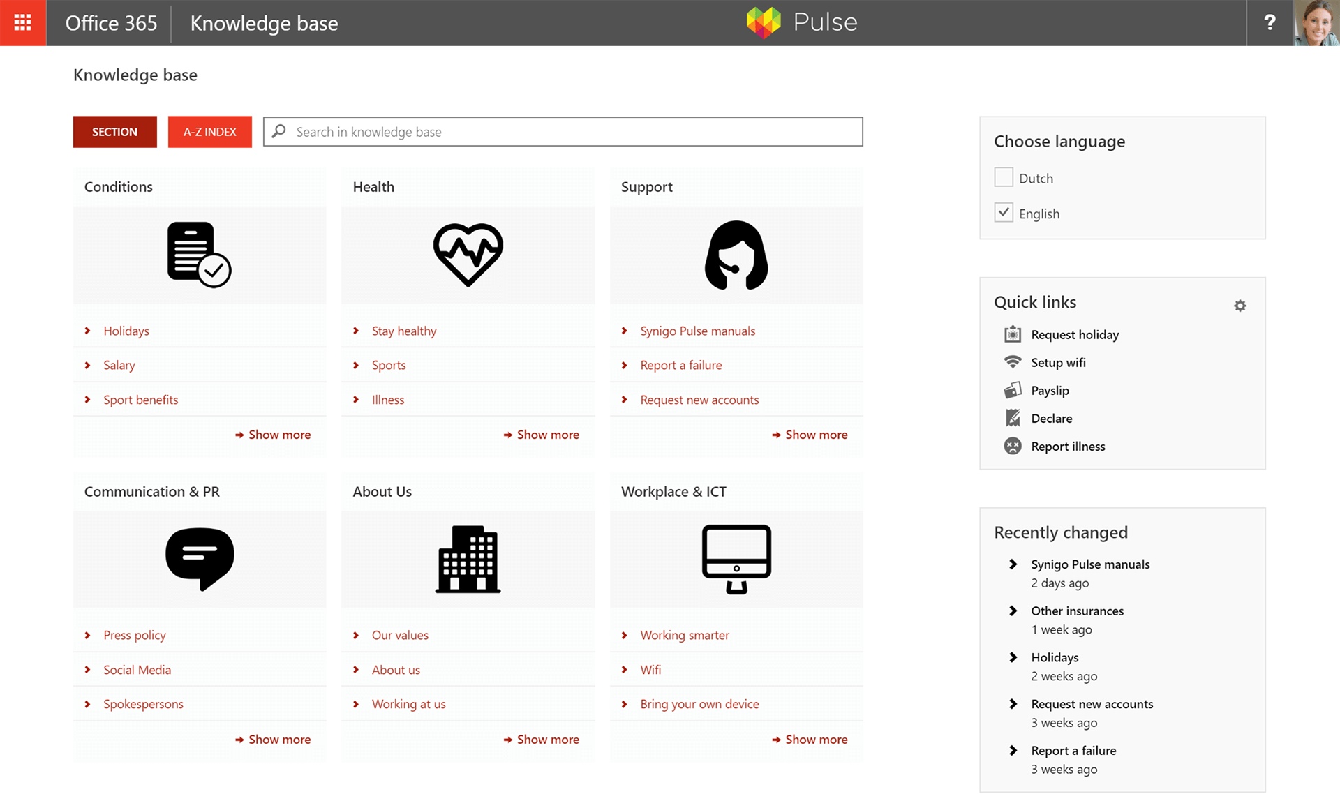 Well structured content in the Knowledge Base application of Synigo Pulse
