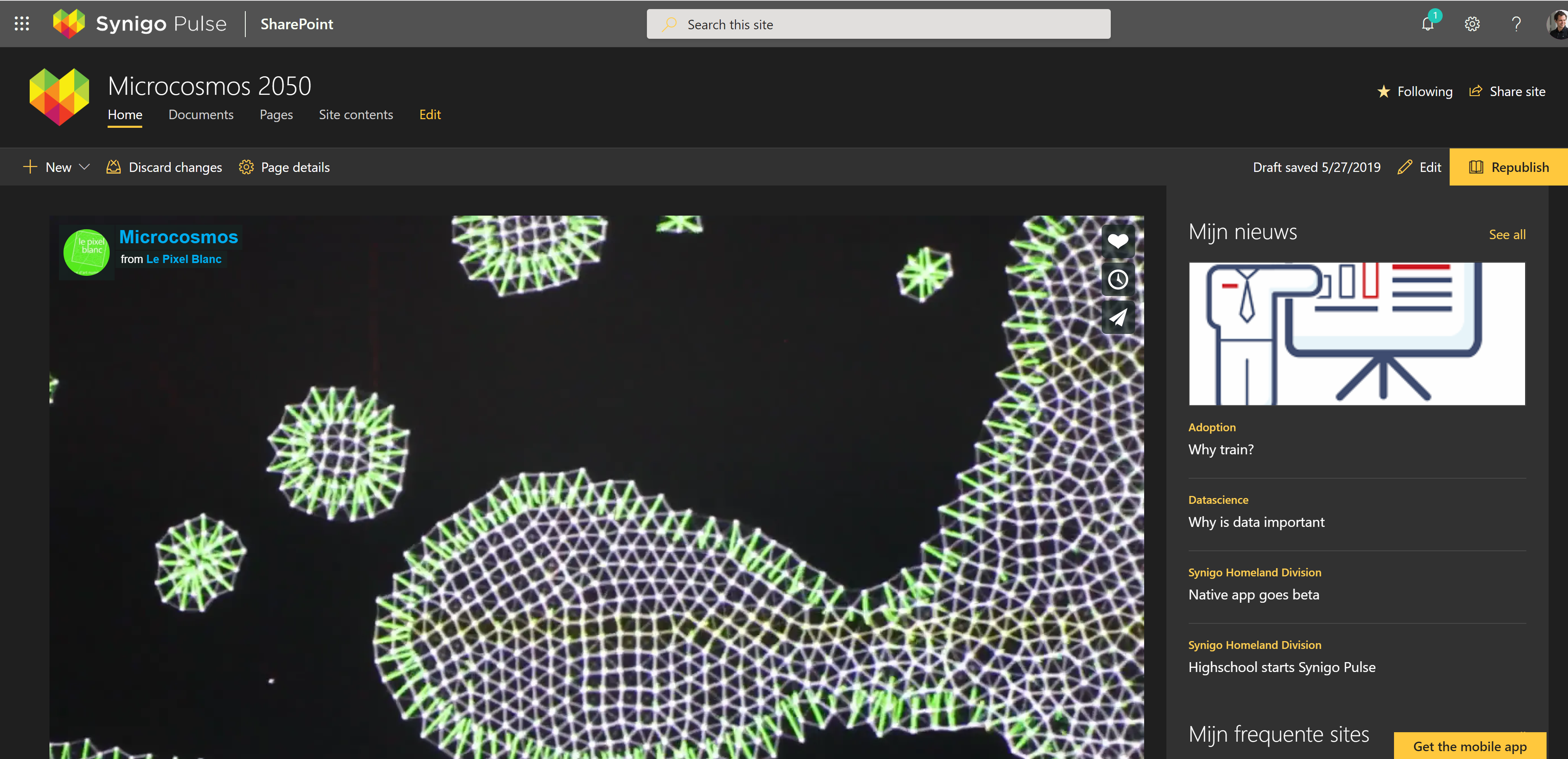 Example of home site that gathers news in our microcosmos