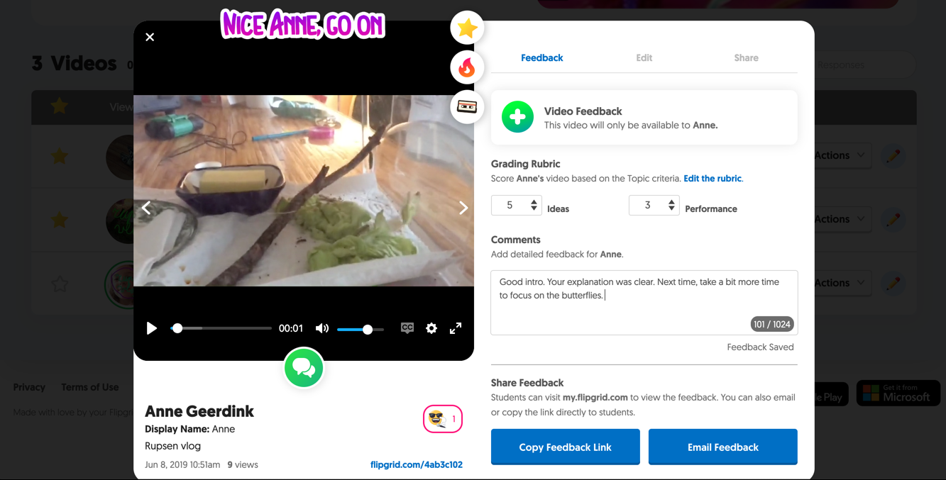 Review a video, add a vibe and grade the video